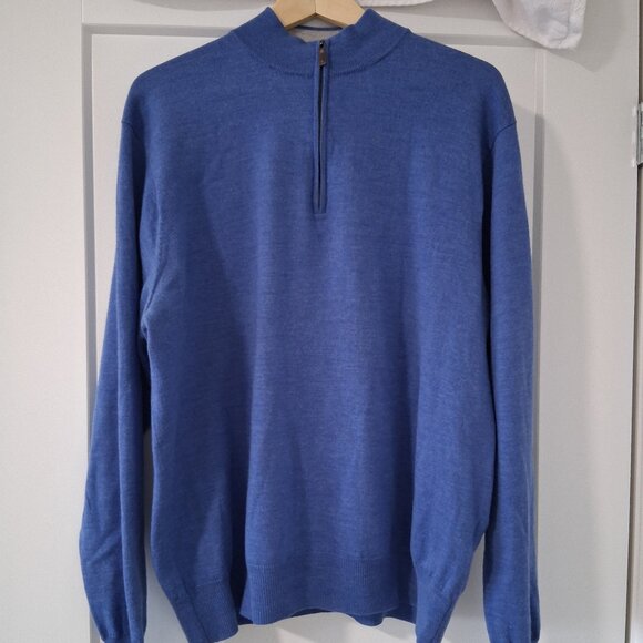 Peter Millar Crown Crafted Excursionist Flex 1/4 Merino Sweater Mens XL Blue - Picture 1 of 5